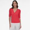 P/Dama Sweater S/S V Nk Twst Slv Swtr 75%Rayîn,25%Nilîn