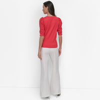P/Dama Sweater S/S V Nk Twst Slv Swtr 75%Rayîn,25%Nilîn