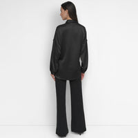 P/Dama L/S Shirt L/S Nail Crease Tie Frnt Top 100% Poliöster
