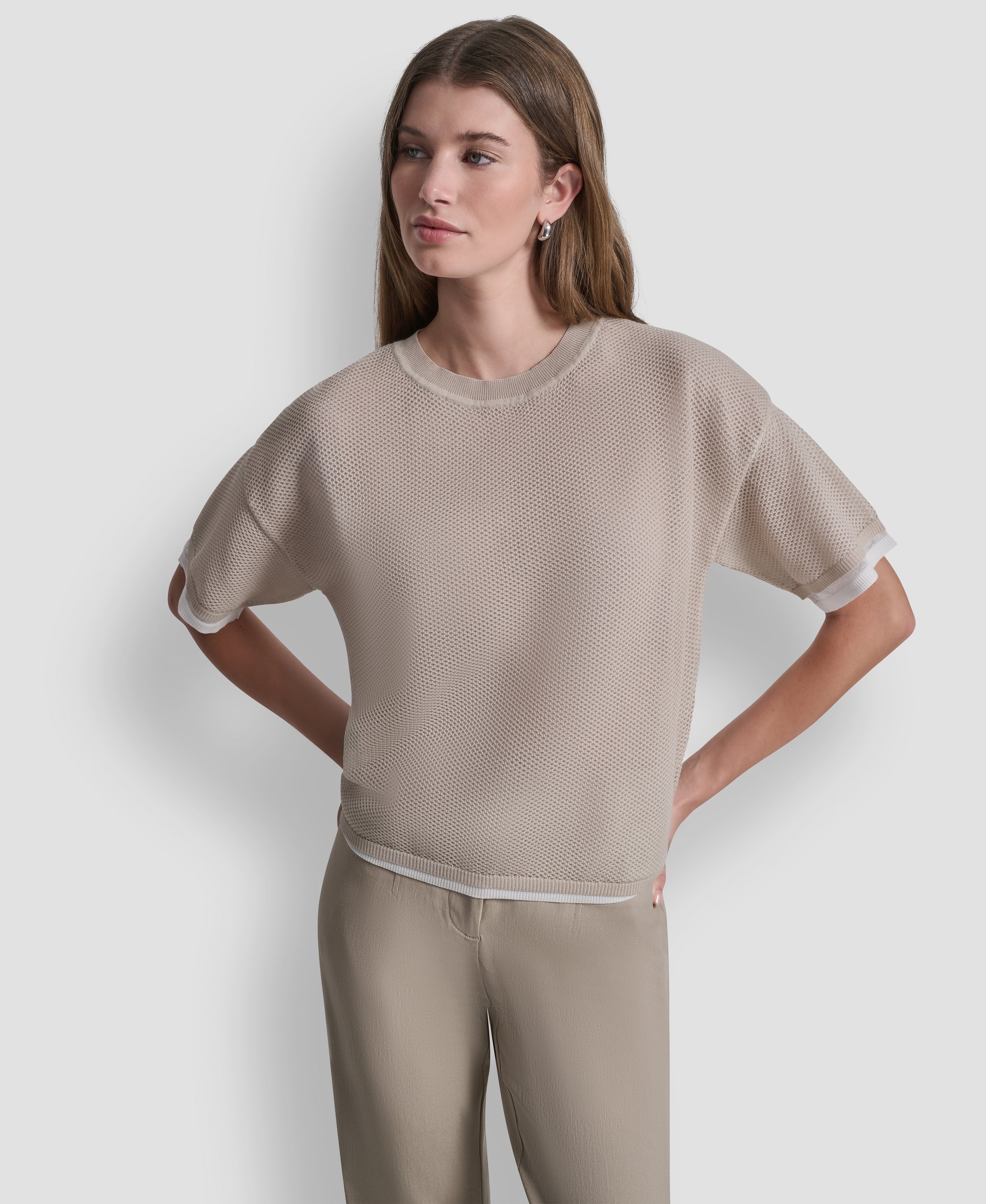 Sweater para Dama DKNY PEBBLE/IVORY